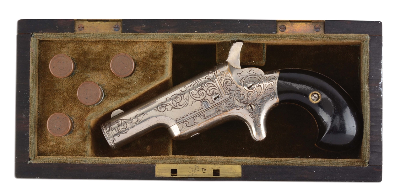 (A) RARE AND HISTORIC FACTORY ENGRAVED COLT 3RD MODEL DERRINGER.