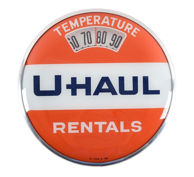 UHAUL RENTALS GLASS FACE THERMOMETER.