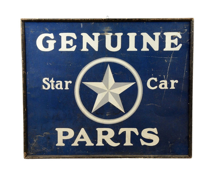 GENUINE STAR CAR PARTS WITH STAR GRAPHIC SCHMALTZ PAINTED SIGN.