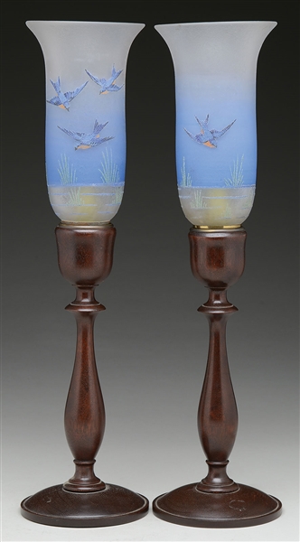 PAIR OF PAIRPOINT MANTEL LAMPS                                                                                                                                                                          