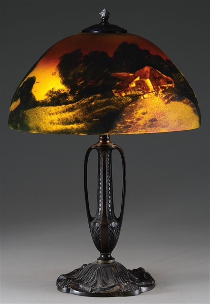 PITTSBURGH REVERSE/OBVERSE PAINTED TABLE LAMP                                                                                                                                                           