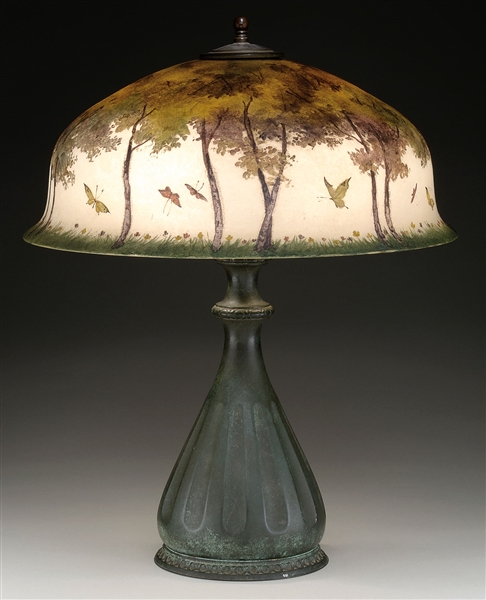PAIRPOINT REVERSE AND OBVERSE PAINTED TABLE LAMP.                                                                                                                                                       