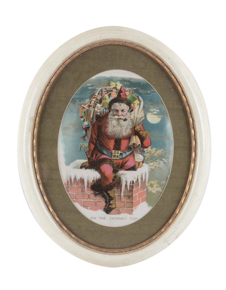 FRAMED "ON THE CHIMNEY TOP" SANTA CLAUS BOOK PAGE.