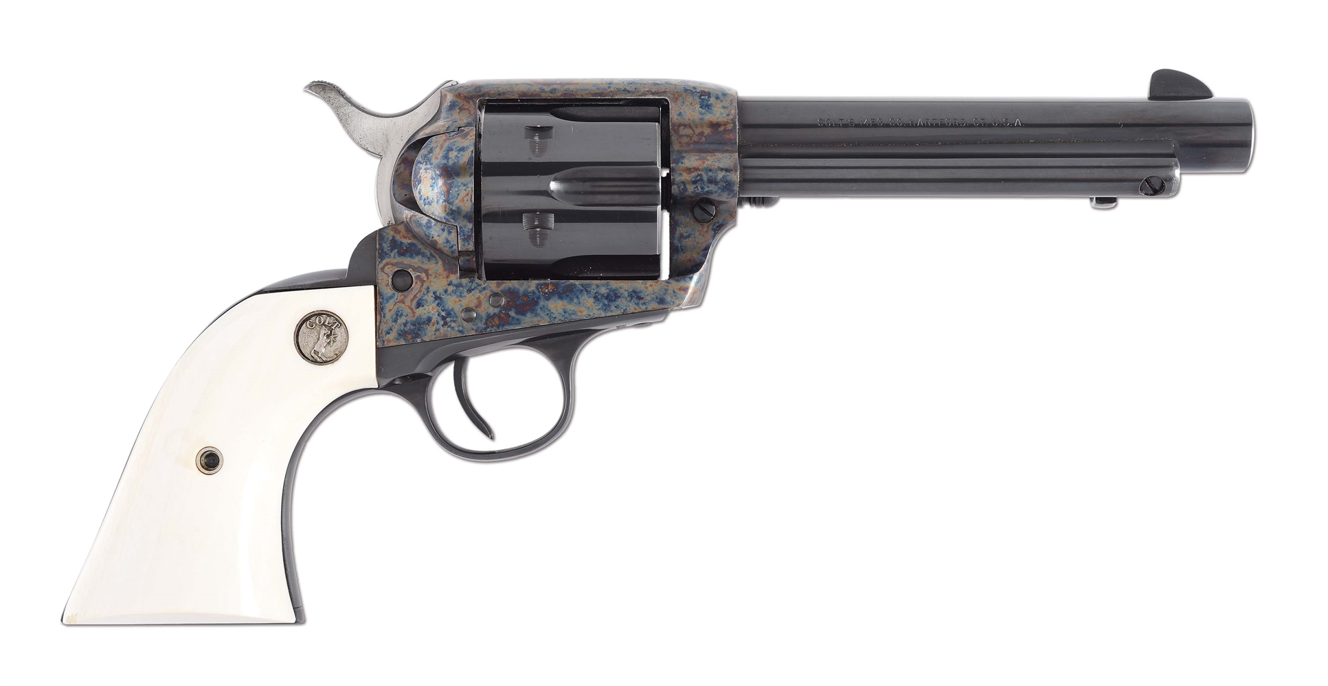 (C) COLT .38 SPECIAL SINGLE ACTION ARMY REVOLVER WITH IVORY GRIPS (1911).