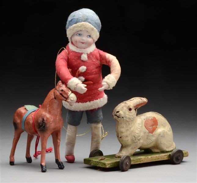 LOT OF 3: HEUBACH COTTON BOY AND TWO TOYS.