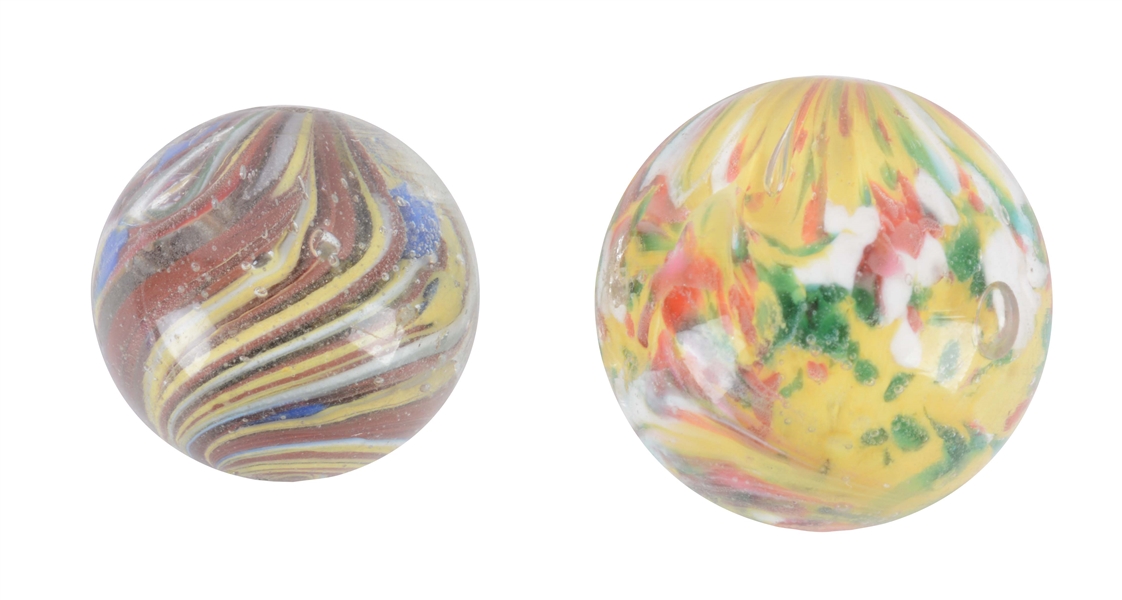 LOT OF 2: EXCEPTIONAL HANDMADE MARBLES.