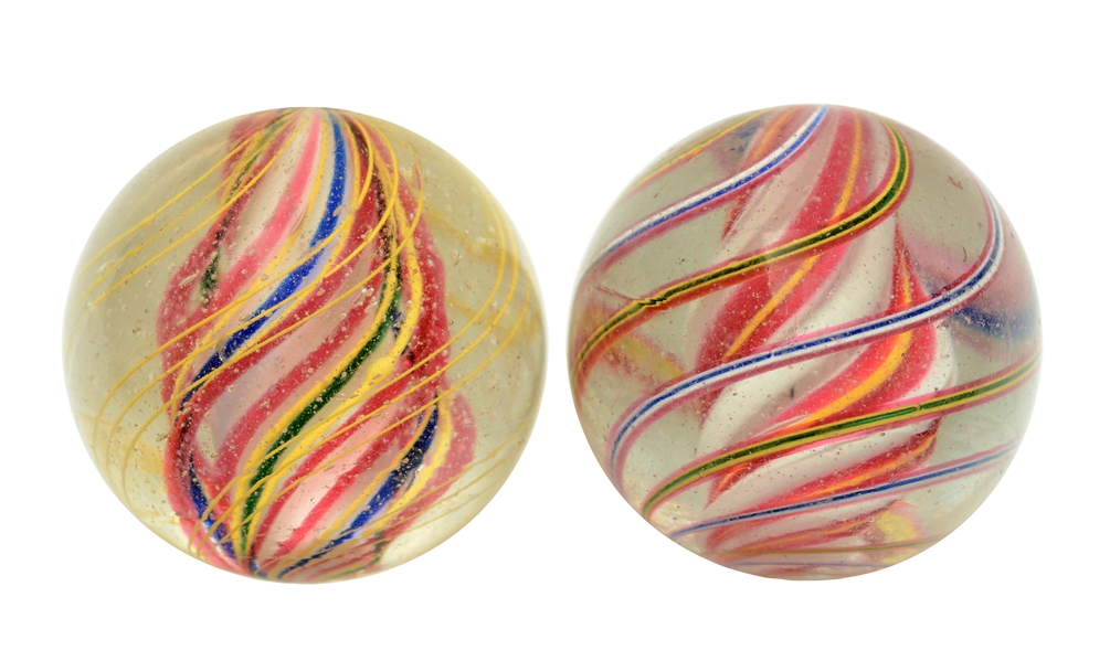 LOT OF 2: LARGE SWIRL MARBLES.