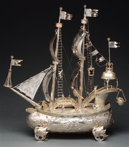 STERLING SILVER GALLEON SHIP IN FULL SAIL. 
