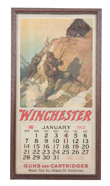 FANTASTIC WINCHESTER 1912 COMPLETE CALENDAR (FRAMED).