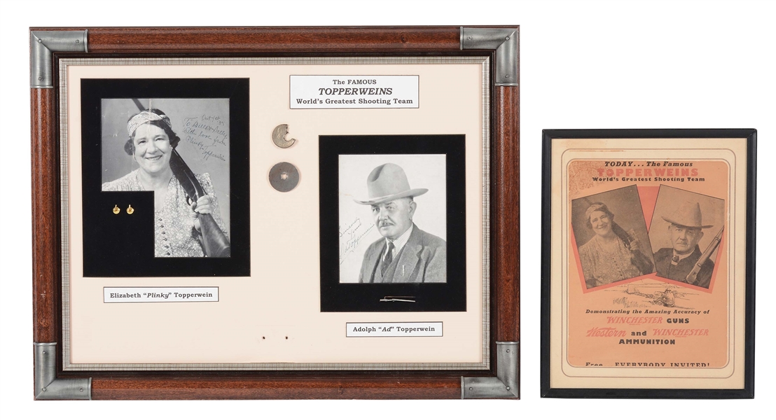 LOT OF 2: FRAMED "FAMOUS TOPPERWEINS" SHOOTING DISPLAYS.