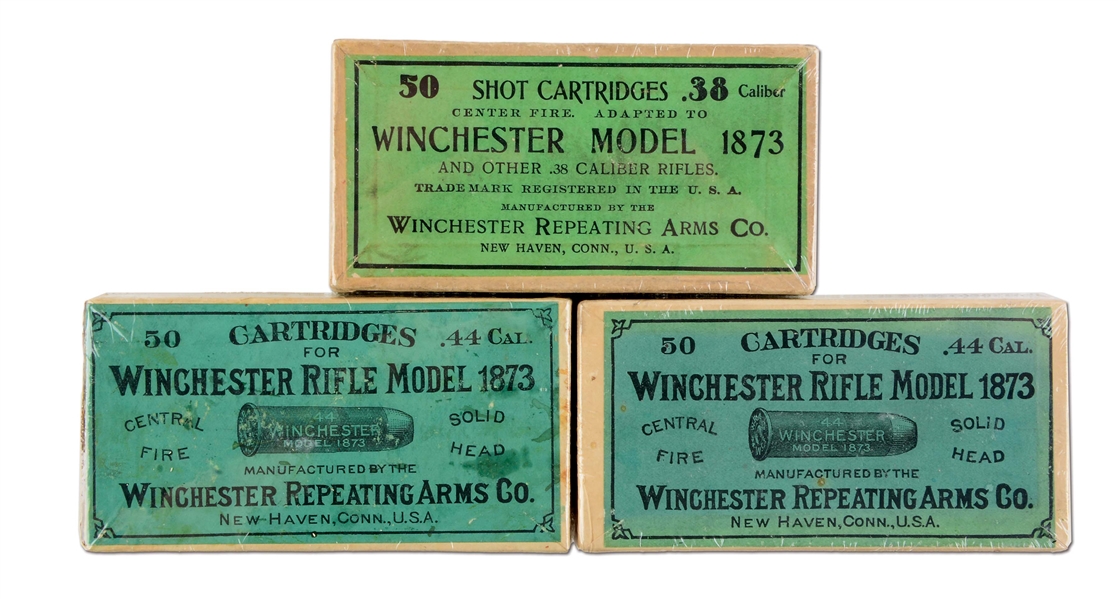 LOT OF 3: BOXES OF WINCHESTER MODEL 1873 AMMUNITION.