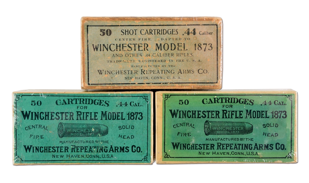 LOT OF 3: BOXES OF WINCHESTER MODEL 1873 AMMUNITION.