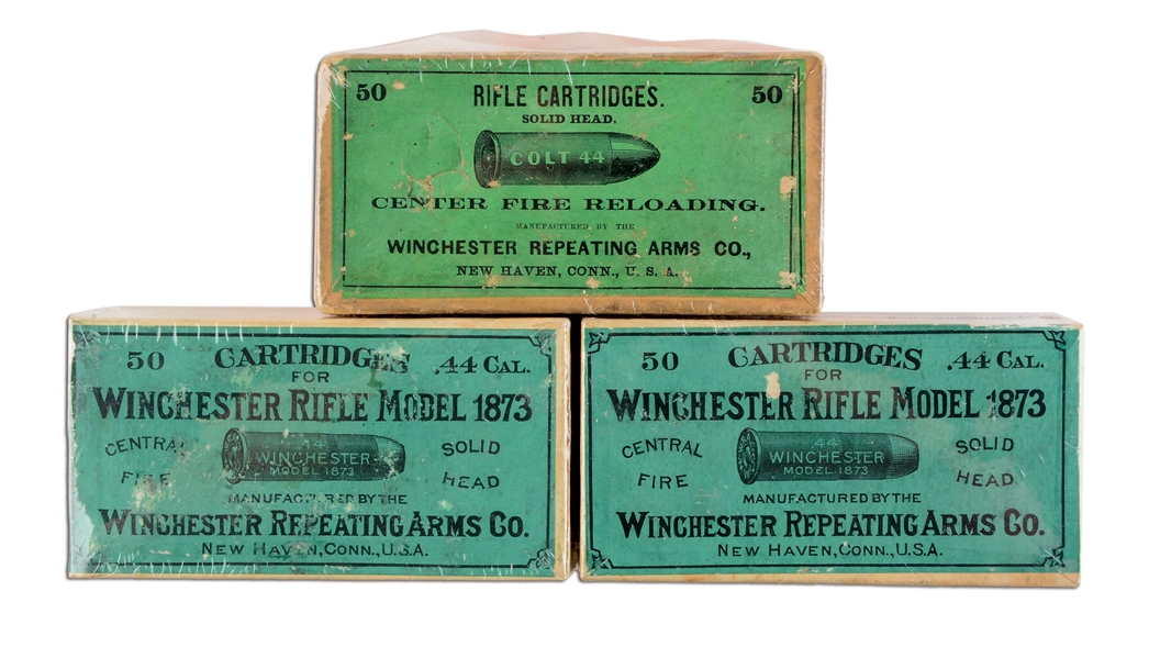 LOT OF 3: BOXES OF WINCHESTER 44 CAL. AMMUNITION.