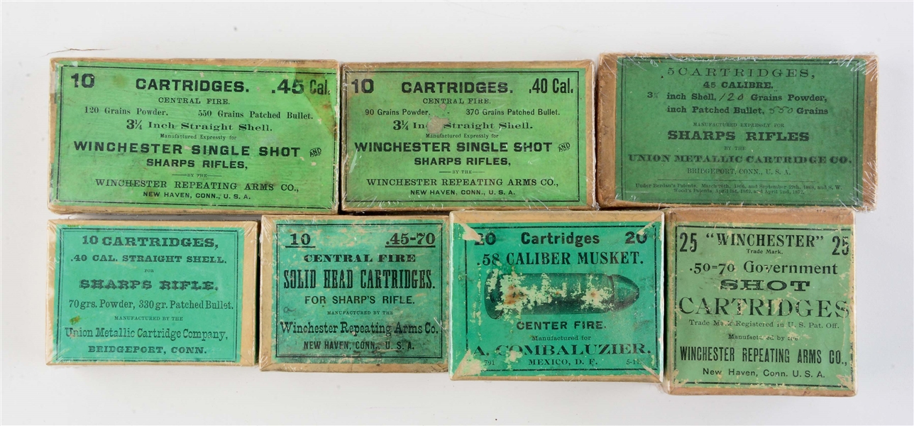 LOT OF 7: BOXES OF VARIOUS AMMUNITION.