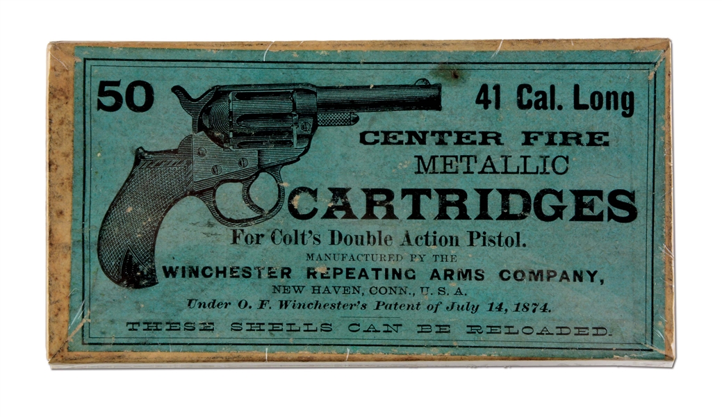 WINCHESTER PICTURE BOX OF .41 LONG COLT CENTER FIRE AMMUNITION.