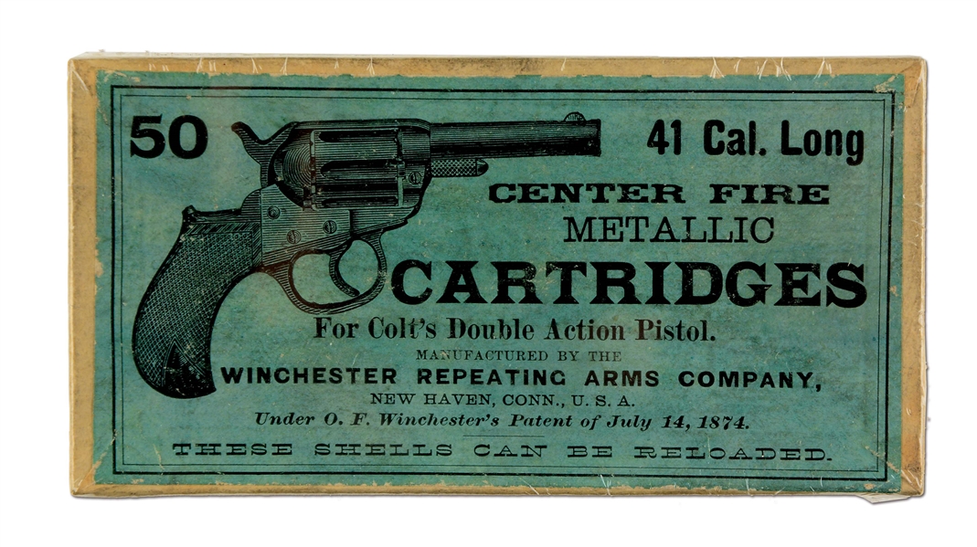 WINCHESTER PICTURE BOX OF .41 LONG COLT CENTER FIRE AMMUNITION.
