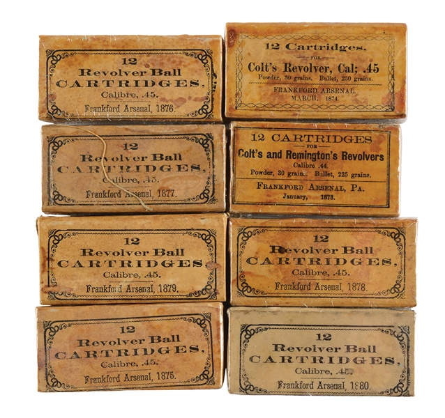 LOT OF 8: BOXES OF INDIAN WARS REVOLVER AMMO