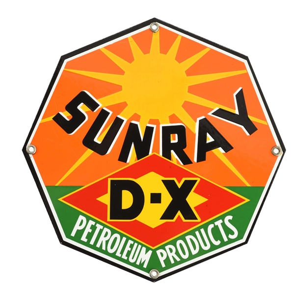 DX SUNRAY PETROLEUM PRODUCTS PORCELAIN LUBSTER SIGN.