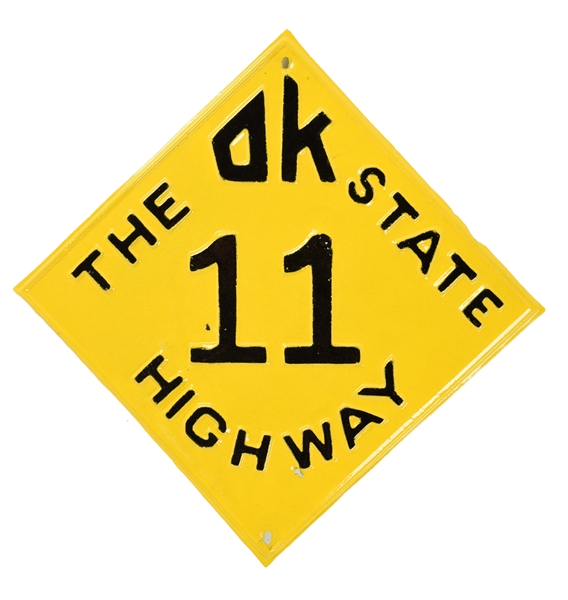 OKLAHOMA STATE HIGHWAY 11 EMBOSSED SHIELD SIGN.