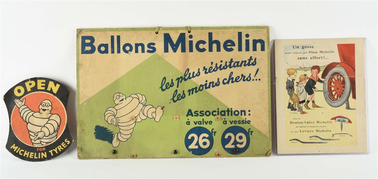 LOT OF 3: MICHELIN TIRES ADVERTISING PIECES. 