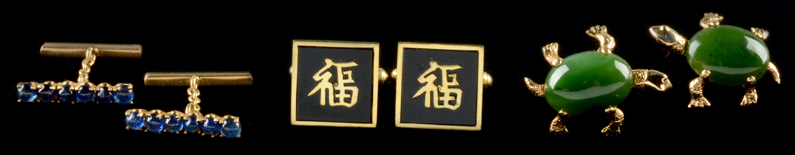 LOT OF 3: PAIRS OF 14K YELLOW GOLD CUFF LINKS.