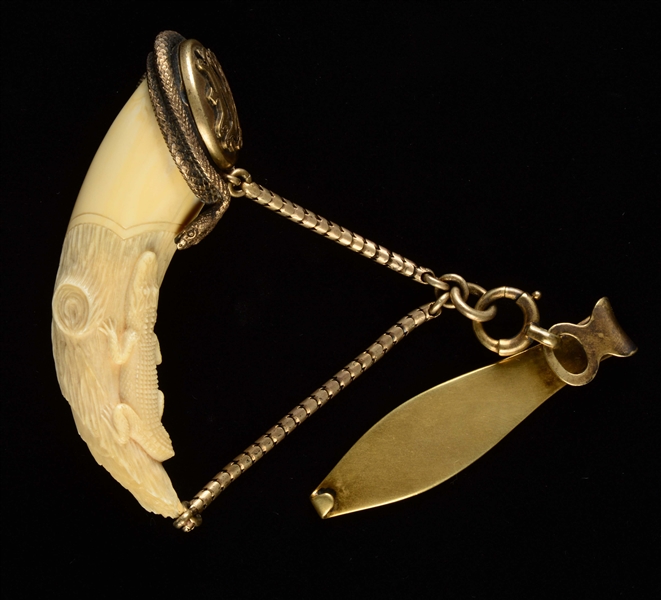 RARE IVORY & STERLING SILVER CHATELAINE IN CASE. 