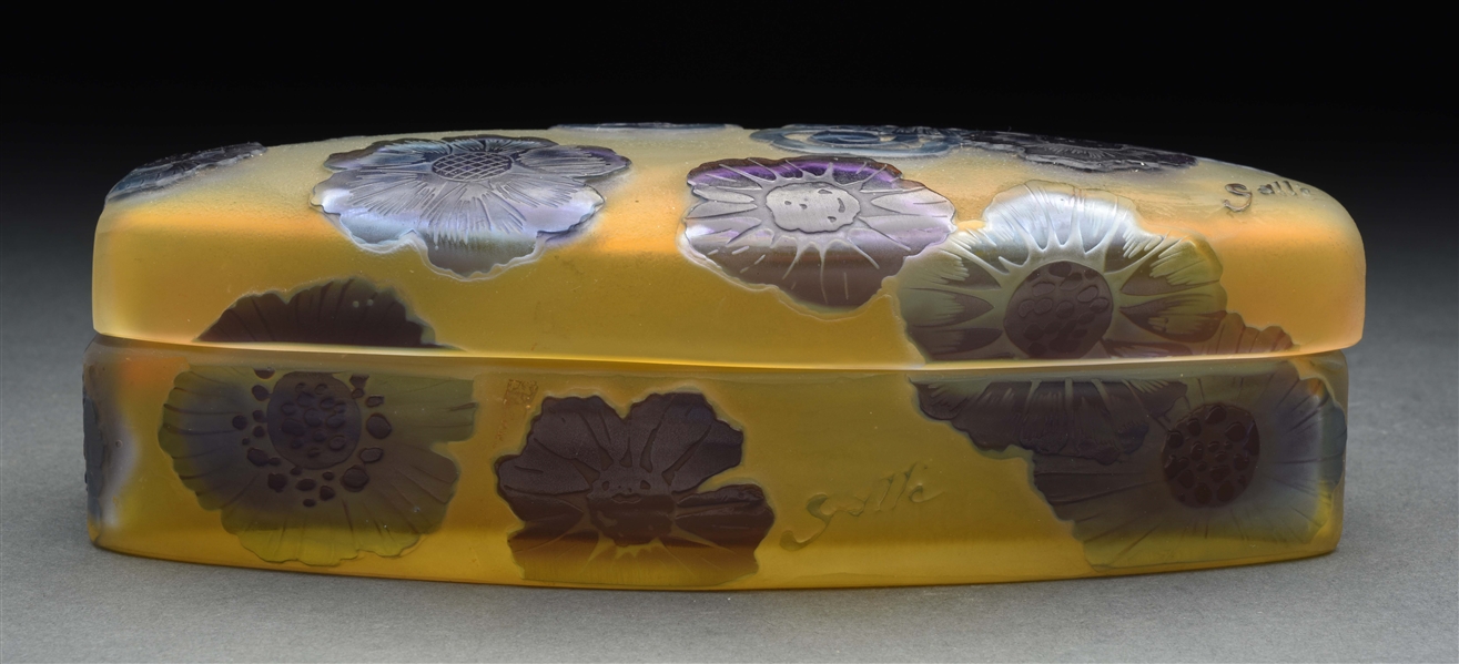 GALLE CAMEO FLORAL COVERED BOX.