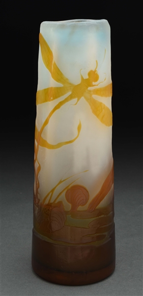 GALLE CAMEO DRAGONFLY VASE.