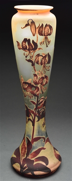 GALLE CAMEO TIGER LILY VASE.