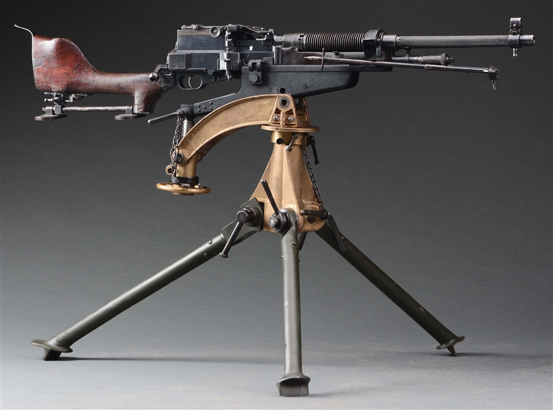 (N) VERY RARE WW1 U.S COLT AUTOMATIC MACHINE GUN MODEL OF 1909 (BENET MERCIE) WITH ACCESSORIES AND TRIPOD (CURIO & RELIC)