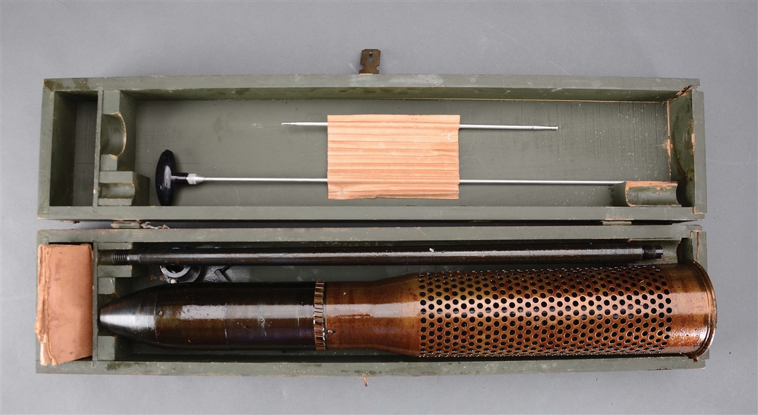 RARE AND DESIRABLE U.S. MILITARY SUB-CALIBER DEVICE FOR THE M-20 75 MM RECOILESS RIFLE IN ORIGINAL BOX  