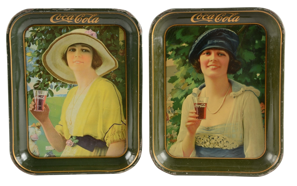 LOT OF 2: 1920 AND 1921 COCA-COLA ADVERTISING TRAYS. 