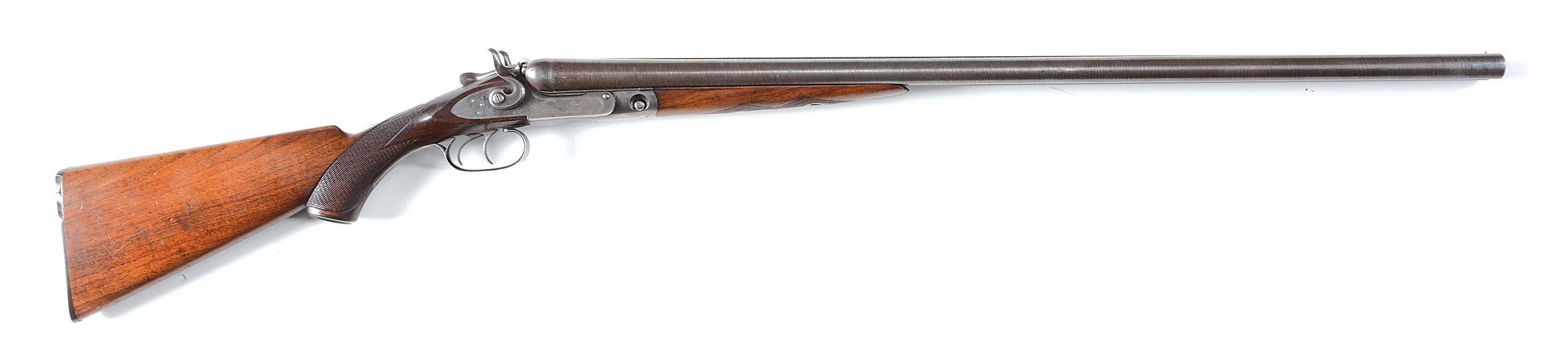 (A) PARKER BROS. DOUBLE HAMMER TOP LEVER SXS 12 GAUGE SHOTGUN (1893).