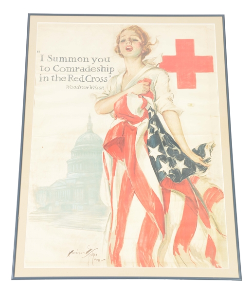 WWI RED CROSS POSTER BY HARRISON FISHER.