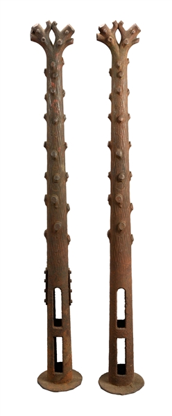 LOT OF 2: PAIR OF ANTIQUE CAST IRON HITCHING POSTS.