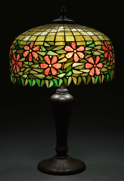 HANDEL GEOMETRIC FLORAL TABLE LAMP.