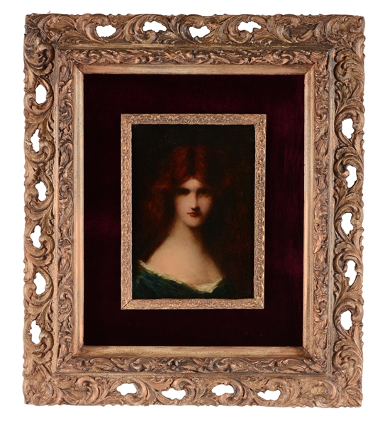 JEAN-JACQUES HENNER (FRENCH, 1829 - 1905) RED HAIRED BEAUTY. 