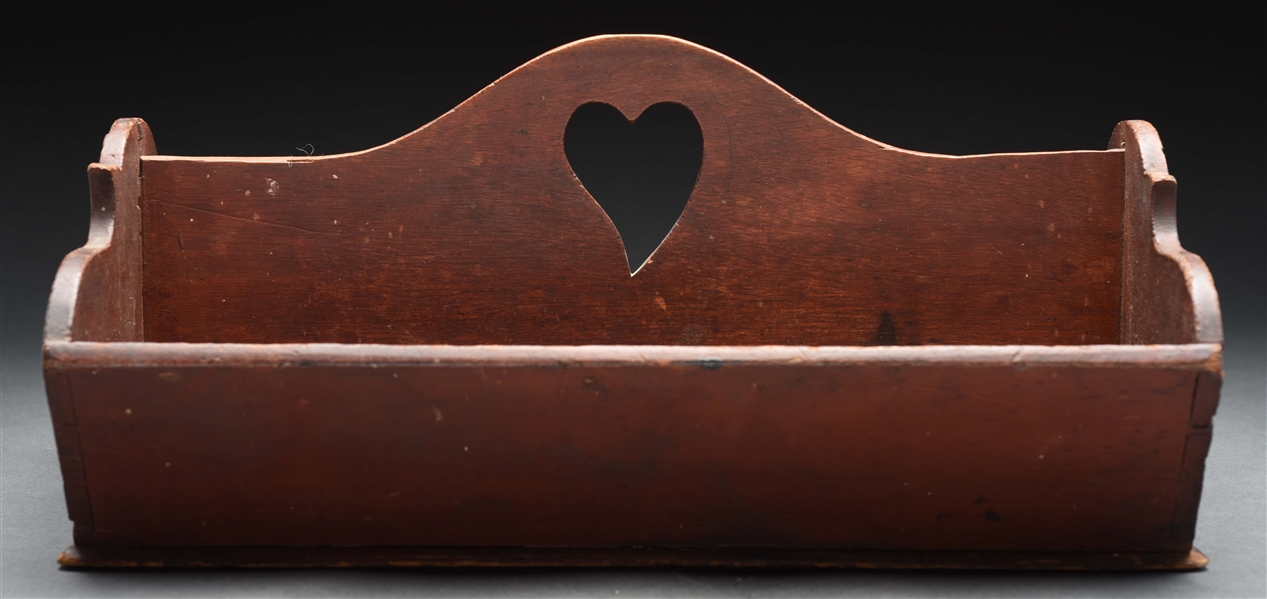 EARLY AMERICAN CUTLERY BOX IN RED WASH.