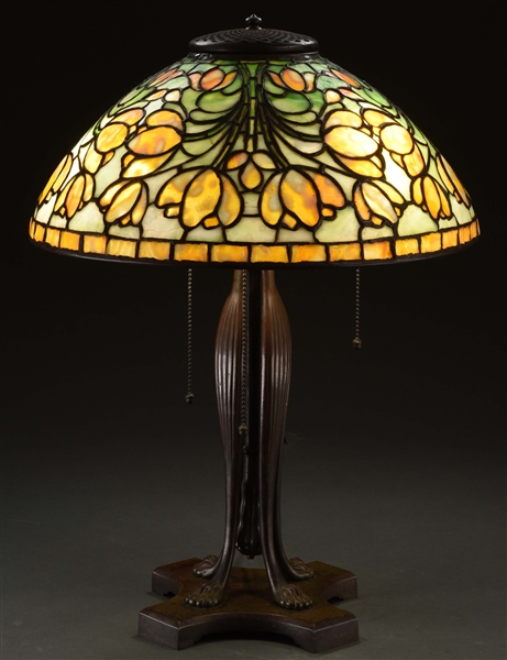 TIFFANY STUDIOS CROCUS TABLE LAMP.