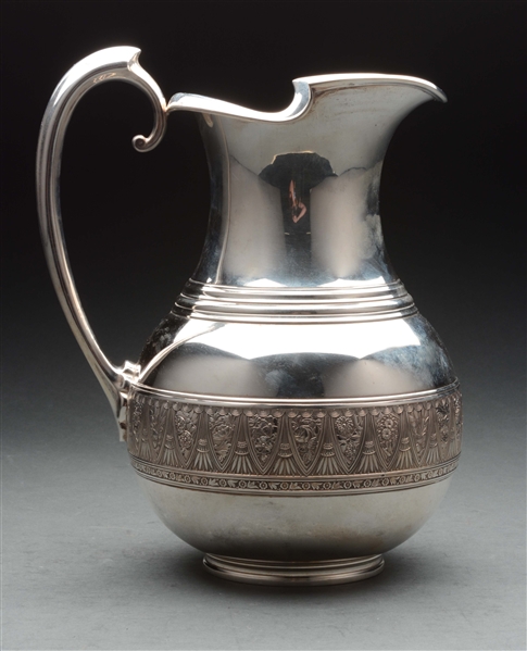 EARLY GORHAM SILVER WATER PITCHER.