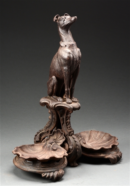FINE AND UNUSUAL CAST IRON WHIPPET UMBRELLA STAND.