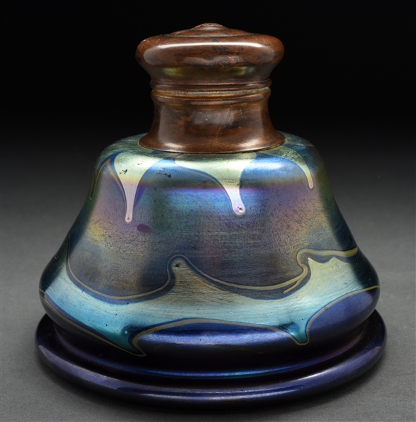 TIFFANY FAVRILE GLASS INKWELL.