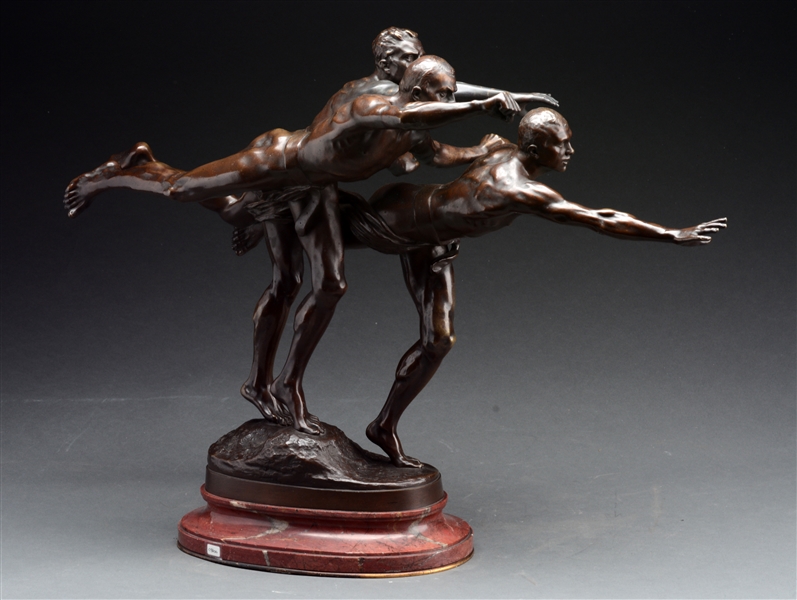 ALFRED BOUCHER (FRENCH, 1850-1934) AU BUT BRONZE.