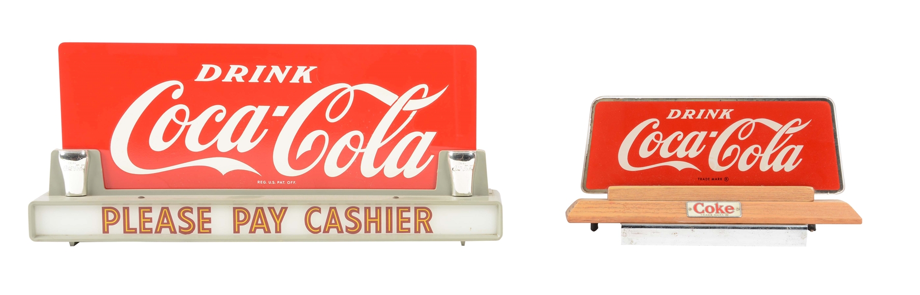 LOT OF 2: COCA-COLA COUNTER TOP ADVERTISING SIGNS.