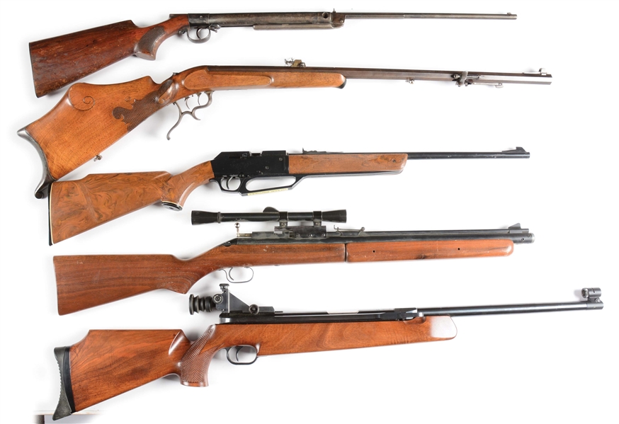LOT OF 5: FANTASTIC COLLECTION OF COLLECTIBLE AIR RIFLES.