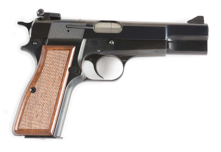 (M) BROWNING HI-POWER SEMI-AUTOMATIC PISTOL WITH HOLSTER (1973).