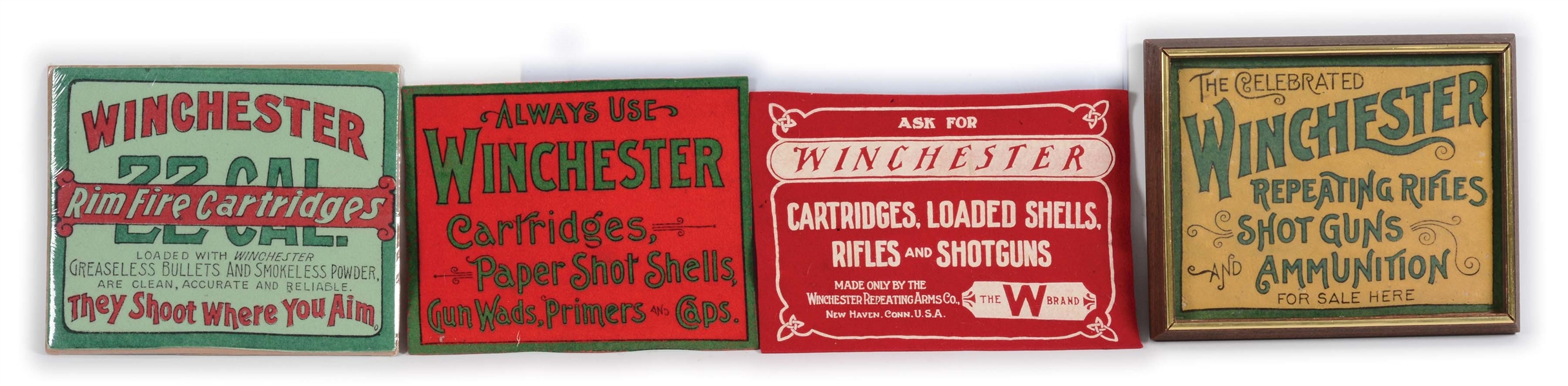 LOT OF 4: WINCHESTER ADVERTISING COUNTER FELTS.