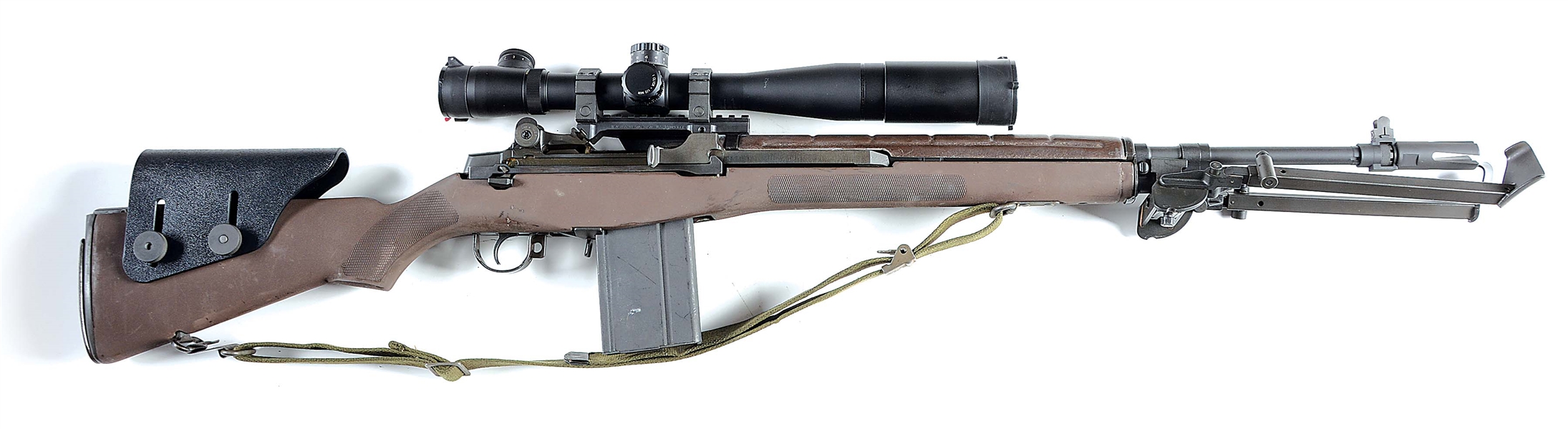 (M) SCOPED LRB M1A SEMI-AUTOMATIC RIFLE WITH ACCESSORIES.