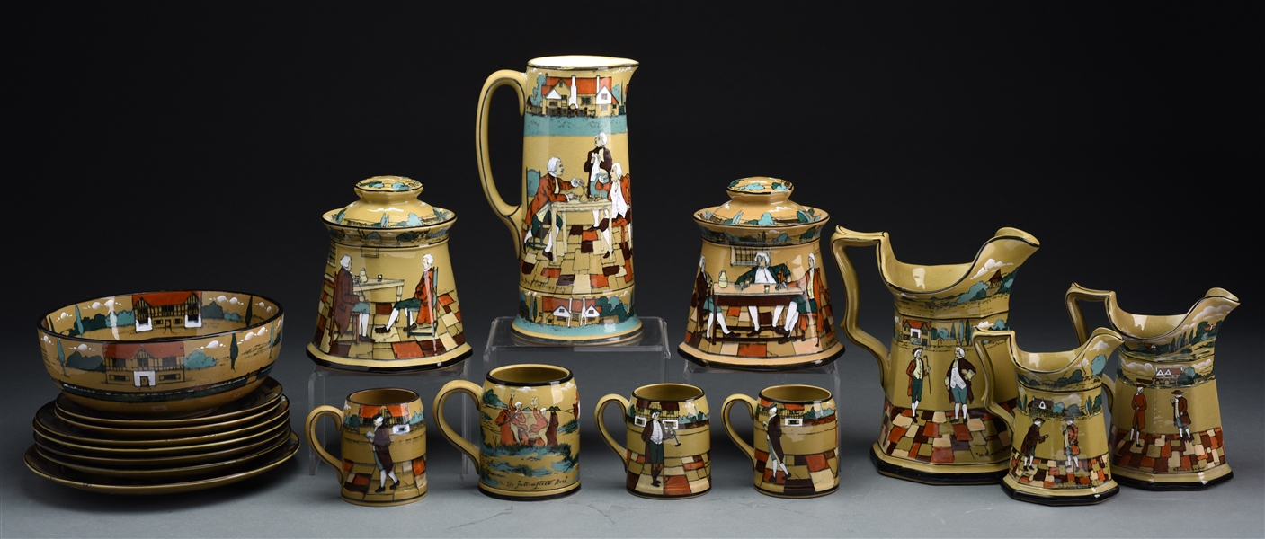 GROUP OF BUFFALO DELDARE POTTERY "YE LION INN" AND "OLDEN TIMES". 