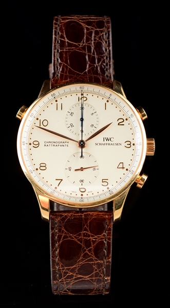 IWC 3712 PORTUGUESE CHRONOGRAPH RATTRAPANTE IN 18K ROSE GOLD WITH BOX